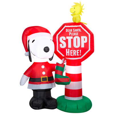 Airblown Christmas Light-Snoopy Stop Here Sign-MD Scene-Peanuts