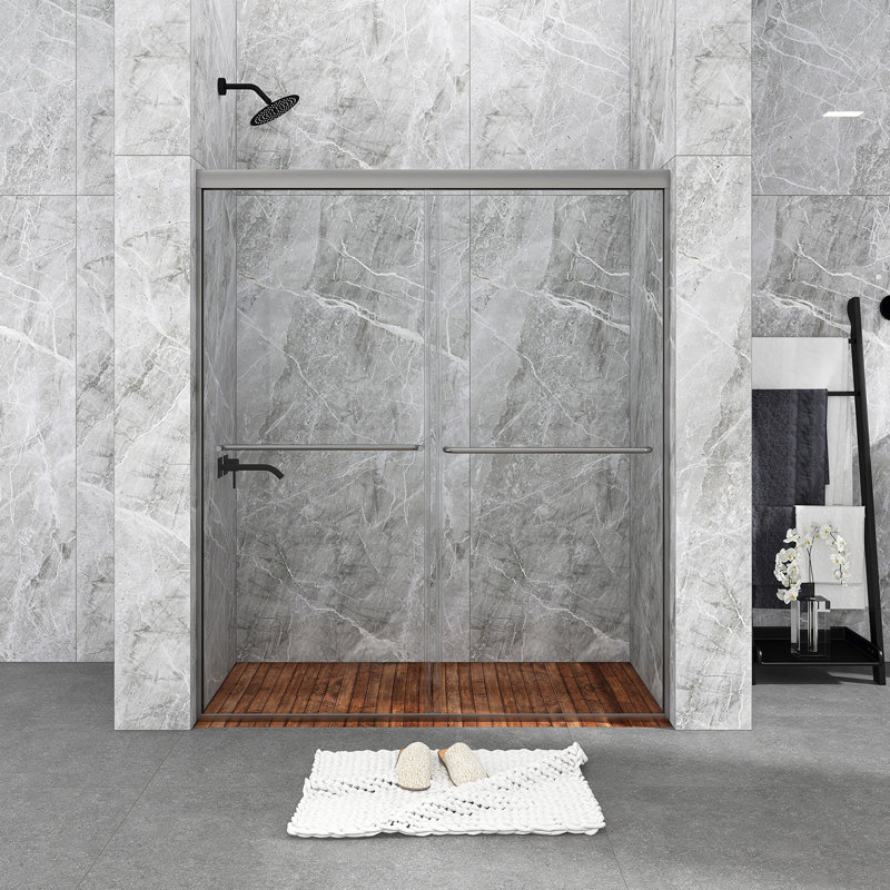 60 in. Chrome Framed Double Sliding Shower Door with Clear Glass