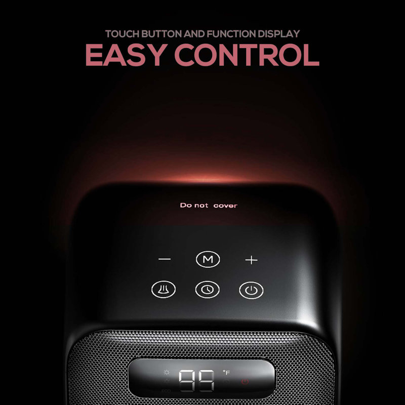 Portable Indoor Space Heater With Led Display, Auto Temperature Control, Eco Mode, 0-12h Timer, Quiet For Home Or Office