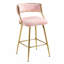 (Ensemble de 2) Tabouret de bar 26 po à hauteur de comptoir en velours côtelé avec dossier, base chromée dorée et repose-pieds-1512453317