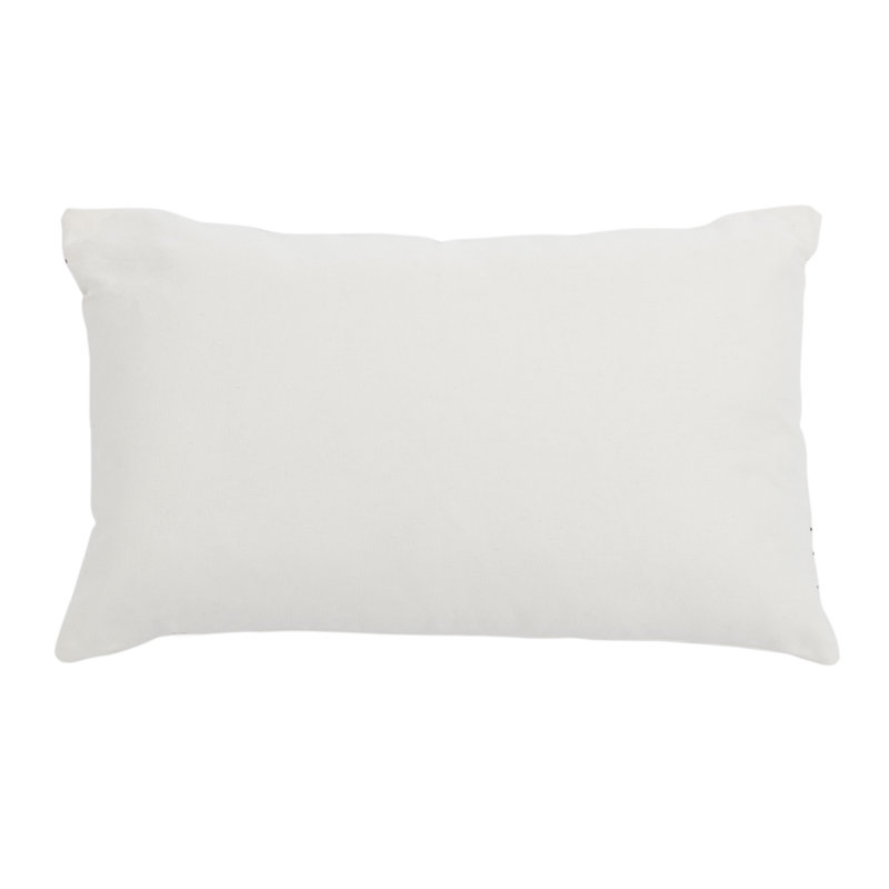 White Cotton Rectangular Abstract Throw Pillow