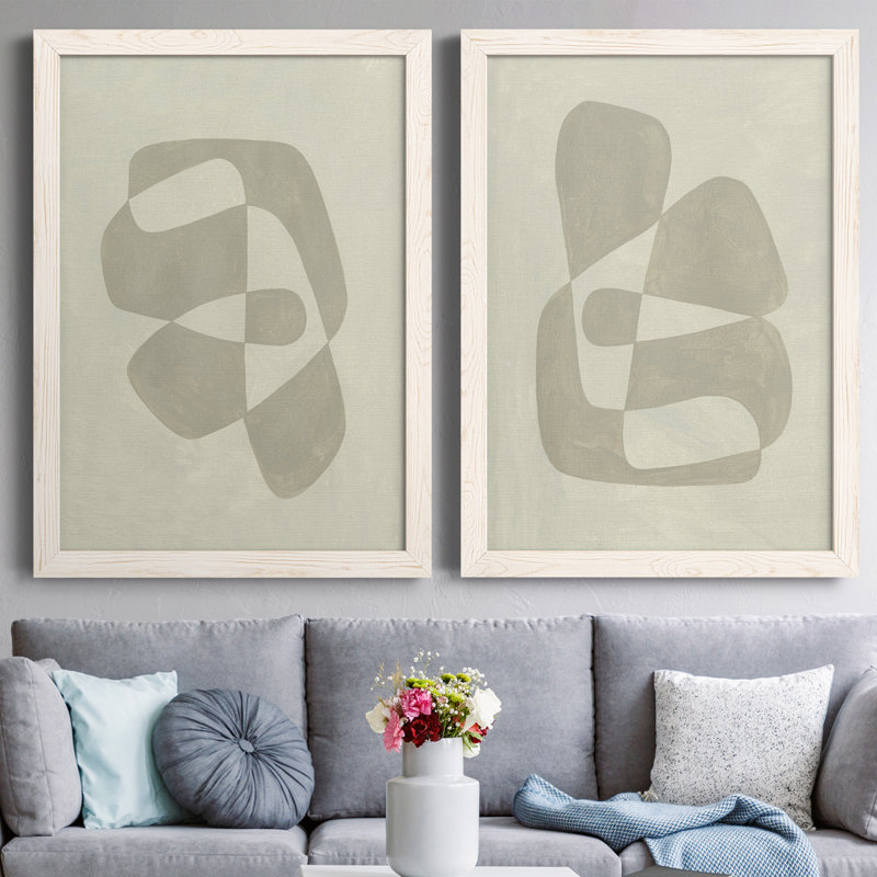 «Soft Shape I», ensemble de 2 reproductions de cadres photo, Toile avec cadre blanc, H 24 po x l 36 po x P 1,5 po