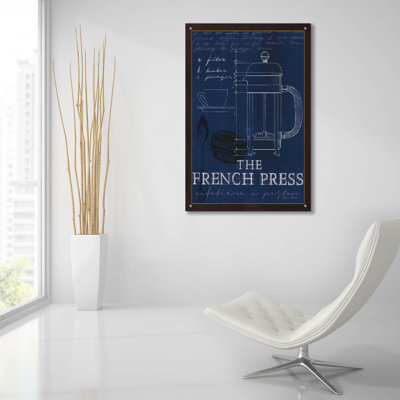 «Coffee Blueprint 1 1ndigo» par Marco Fabiano, art mural en verre acrylique