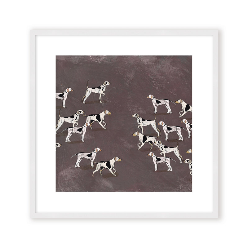 Nature Inspired Modern Ensemble: Sleek Hound Soirée, Gold, Framed Matted Print, 16" H x 16" W