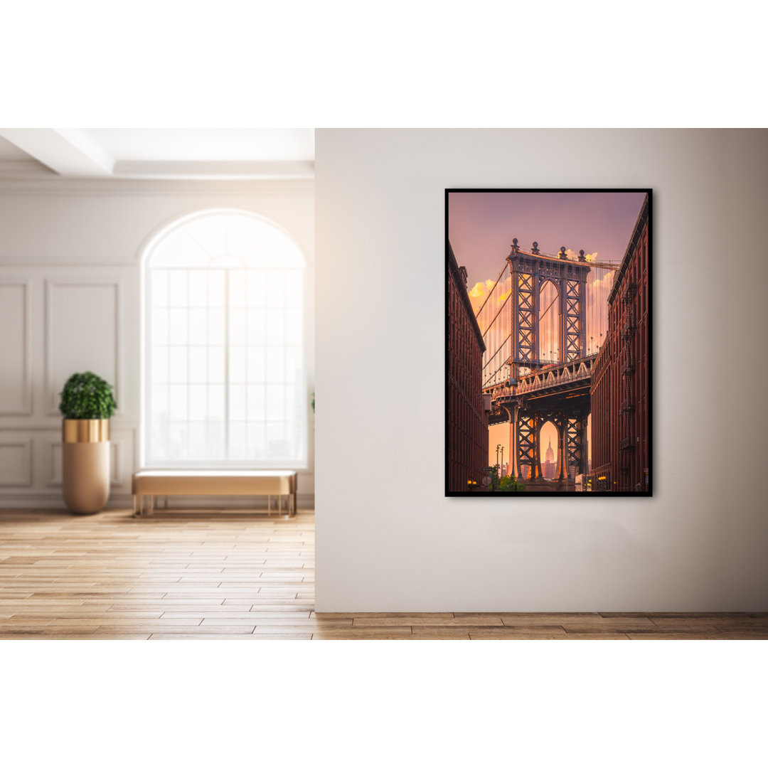 Gerahmtes Poster Manhattan Bridge von Brooklyn Street