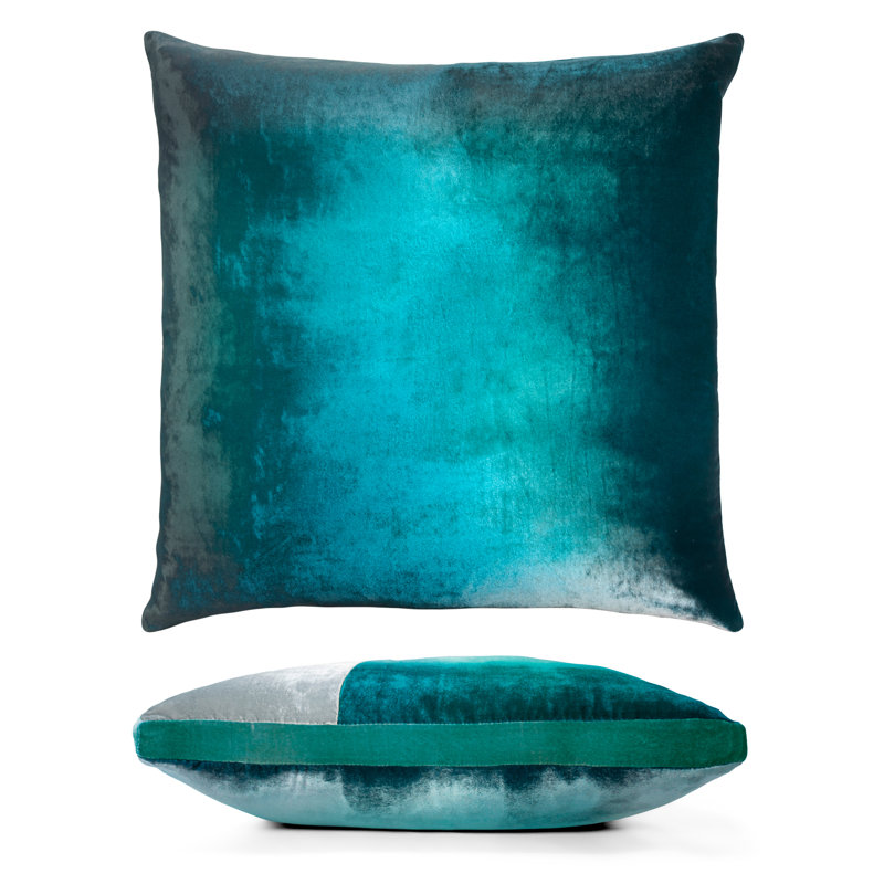 Color Block Square Pillow Cover & Insert, Square 22", Pacific