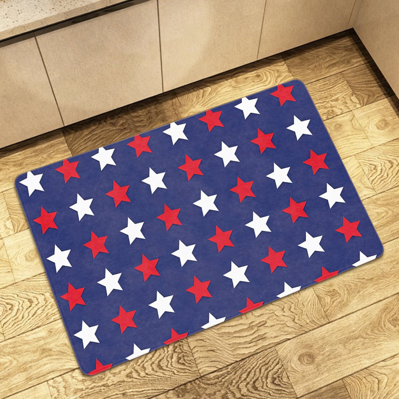 Tapis rouge et blanc à carreaux bleu marine avec porte 24 x 36