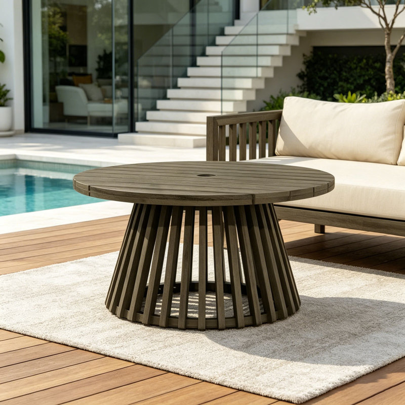 Wood Patio Coffee Table, Grey