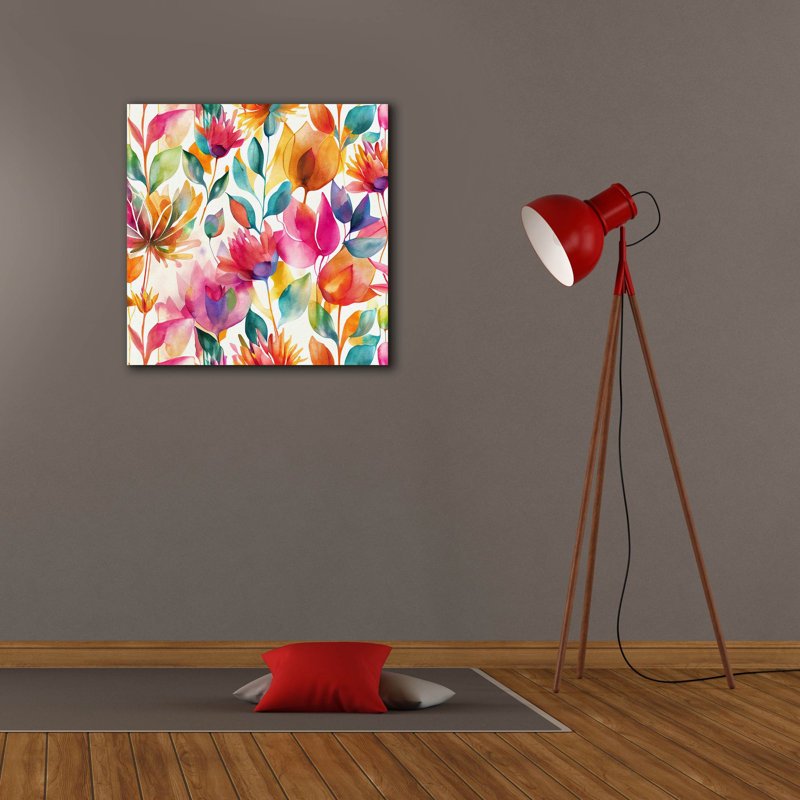 «Floral Passion» par Andrea Haase, art mural sur toile, H 26 po x l 26 po x P 1,5 po