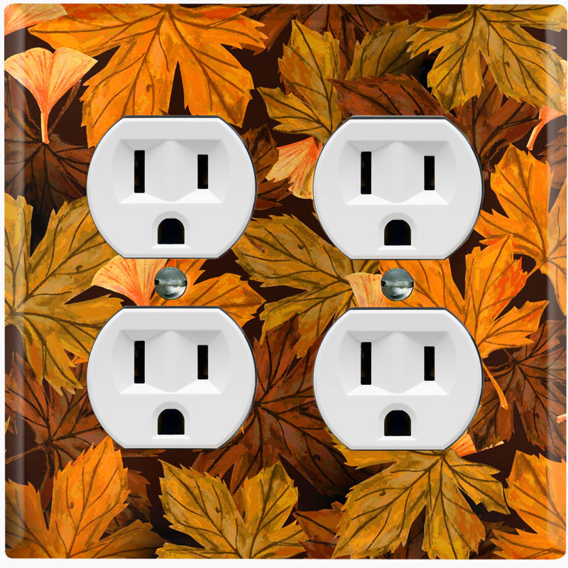 Metal Light Switch Plate Outlet Cover (Flower Autumn Paint Print - Single Toggle)
