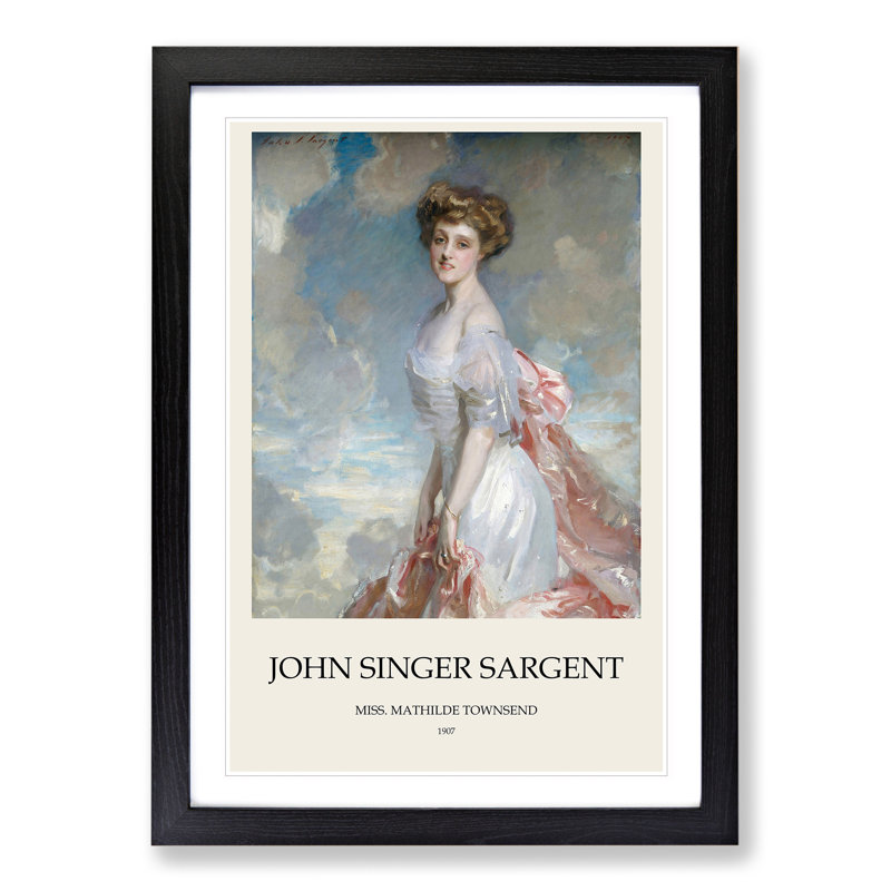 Portrait of a Lady Print by John Singer Sargent - Picture Frame Painting, 36cm H x 27cm W x 2cm D, Black Framed