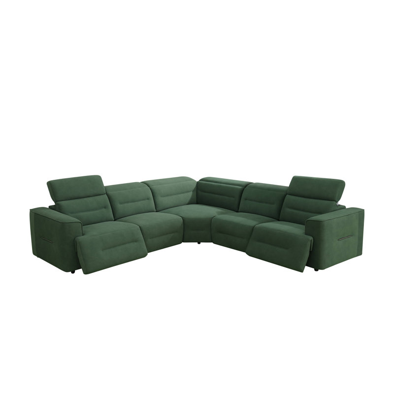 Canapé modulaire inclinable électrique en flanelle Zierre, 34.5" x 120" W x 120" D