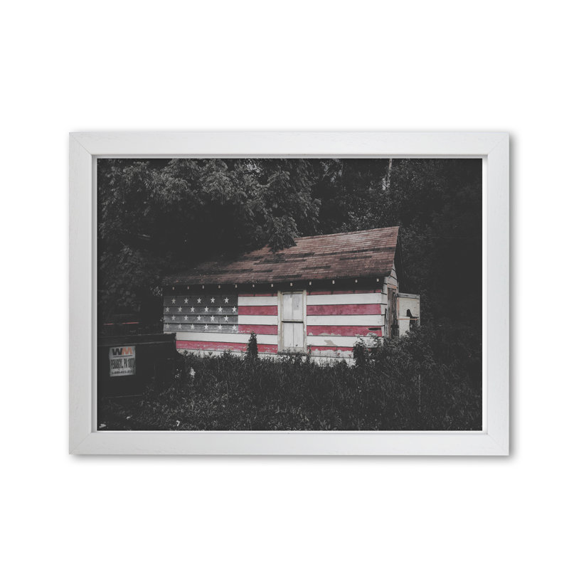 USA Hut - Print, 30 cm H x 21 cm W x 5 cm D, White Grain Frame