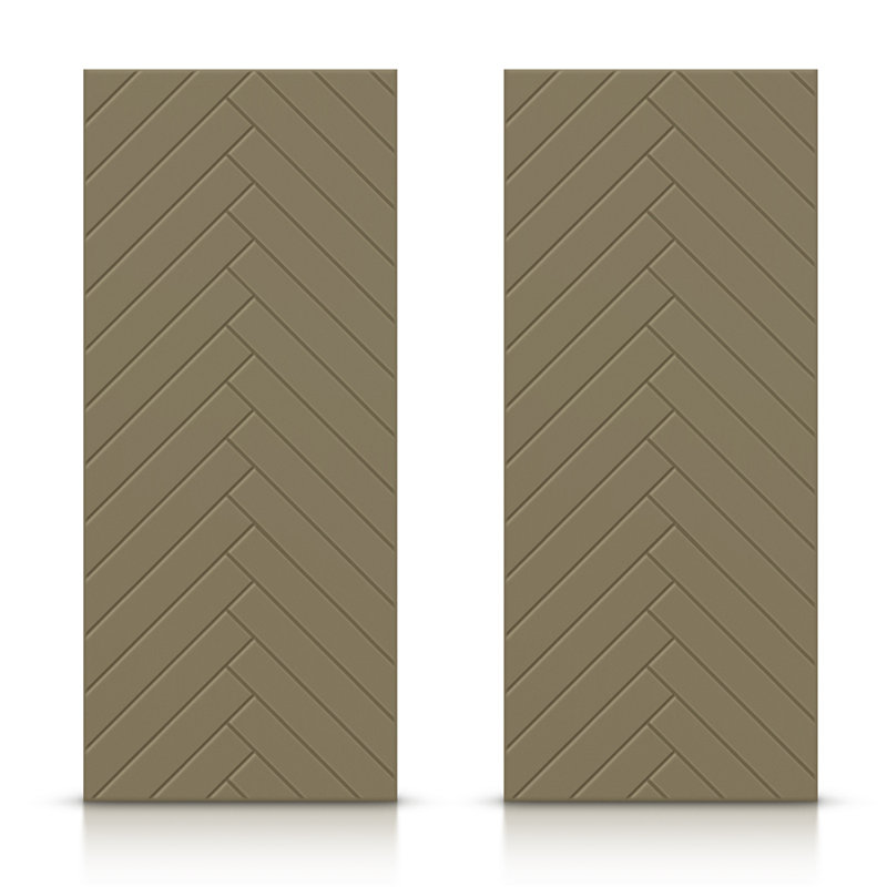Portes de placard coulissantes à panneaux en bois manufacturé, Vert olive, 60 po x 80 po