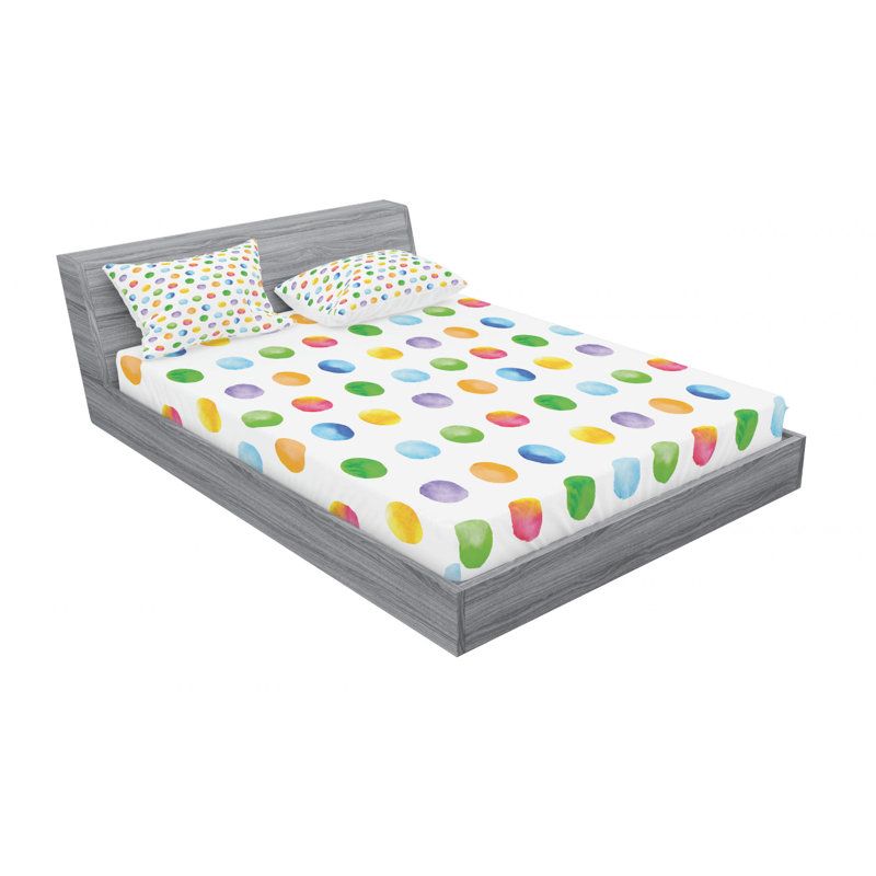 Microfiber Polka Dots Fitted Sheet, Queen Fitted Sheet