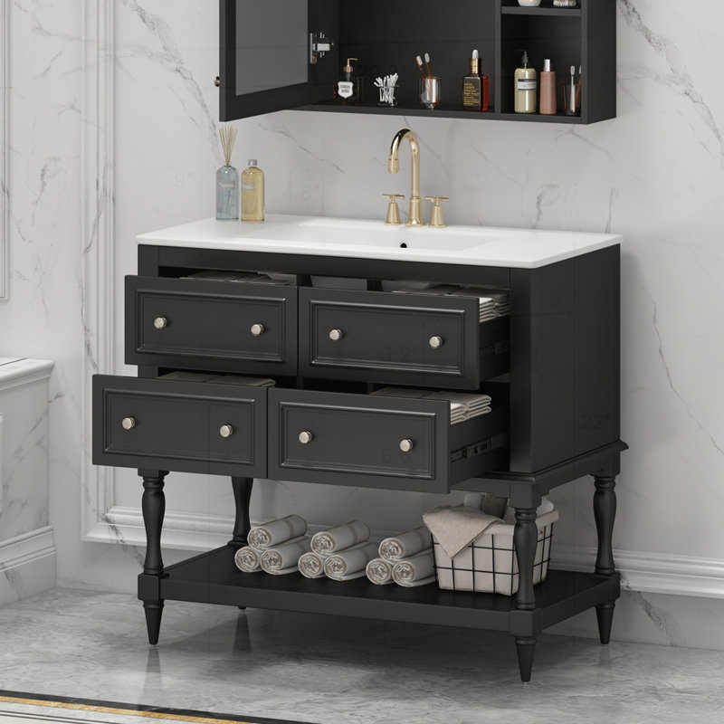 Ensemble de meuble-lavabo 36 po avec lavabo, Noir