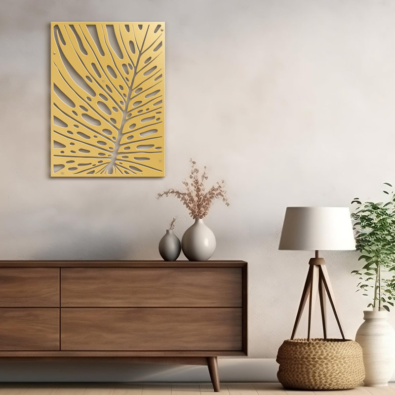 Décoration murale abstraite murale décorative murale abstraite moderne, H 18 po x l 13,43 po x P 0,05 po, Doré