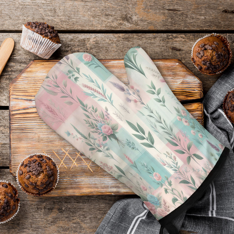 Soft Checkered Oven Mitt Cotton Twill