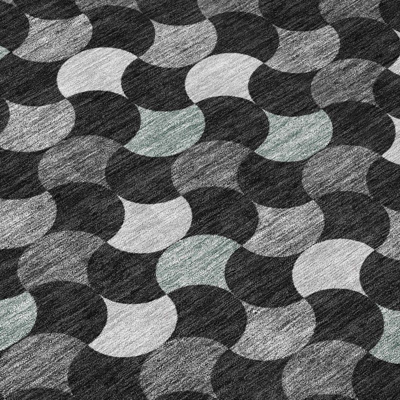 Machine Washable Indoor/Outdoor Chantille ACN2568 Geometric Rug, Runner 2'3" x 7'6", Black