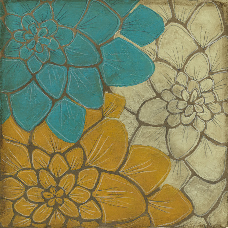Layered Dahlias II by Jennifer Goldberger - Wrapped Canvas Painting, 91cm H x 91cm W x 3.8cm D