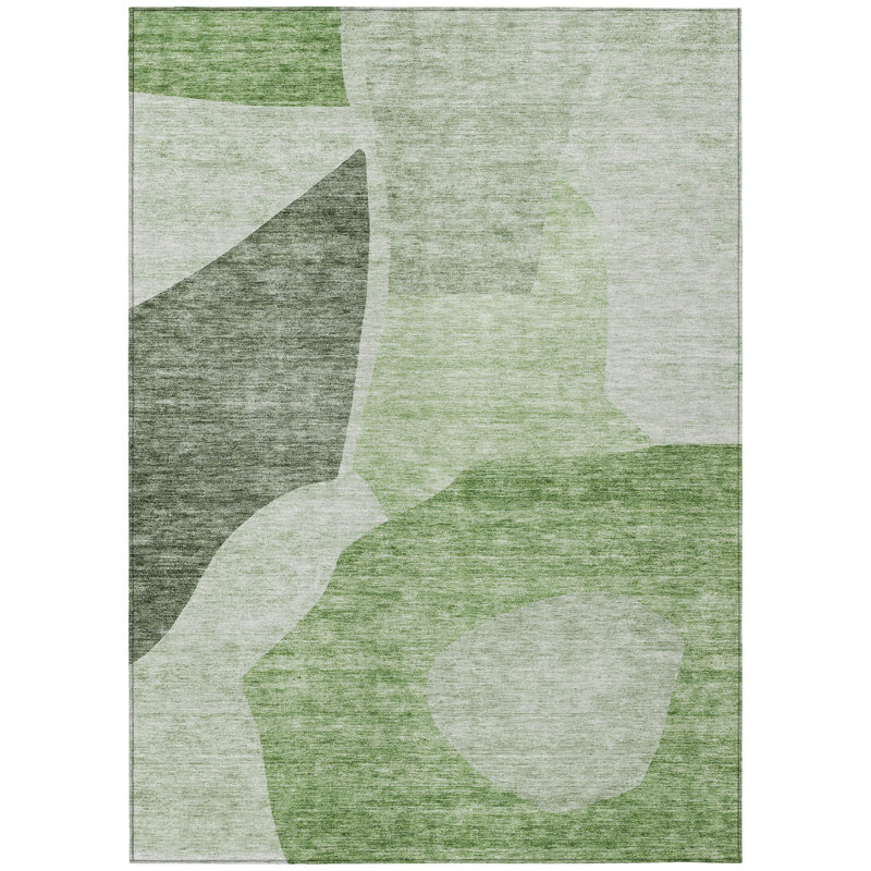 Tapis extérieur lavable abstrait vert olive et vert fougère HomeRoots 3 pi x 5 pi