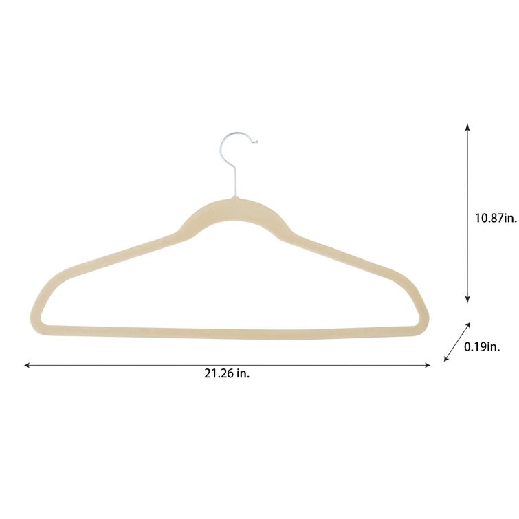 Velvet Hangers, Non Slip Standard Clothes Hanger Set, Heavy Duty Ivory Hangers (Set of 100) Rebrilliant Color: Beige
