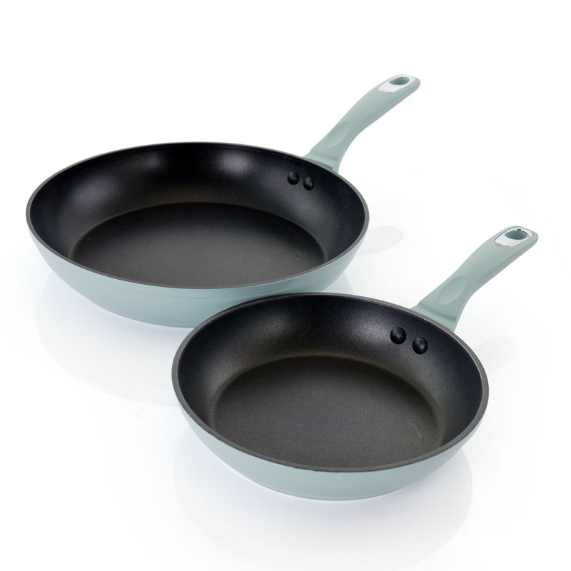Dusty Blue Aluminum Non-Stick Frying Pan Set, 8 and 11 Inch