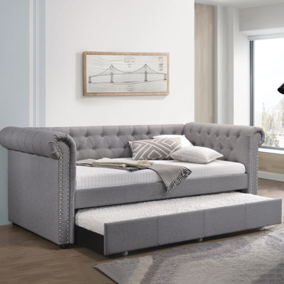 Justice Smoke Gray Fabric Daybed W/Trundle