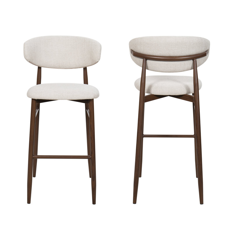 Tabourets de bar avec coussin Maust, Beige, Tabouret pour bar avec une hauteur d'assise de 29,