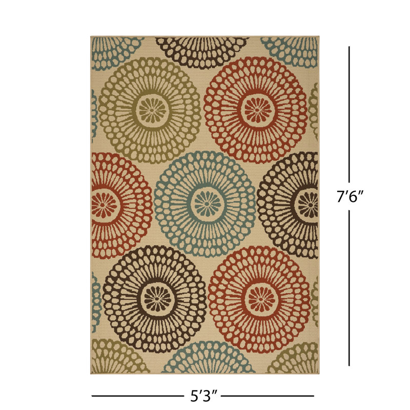 Montego 5' x 7' Multicolor Synthetic Rectangular Outdoor Rug