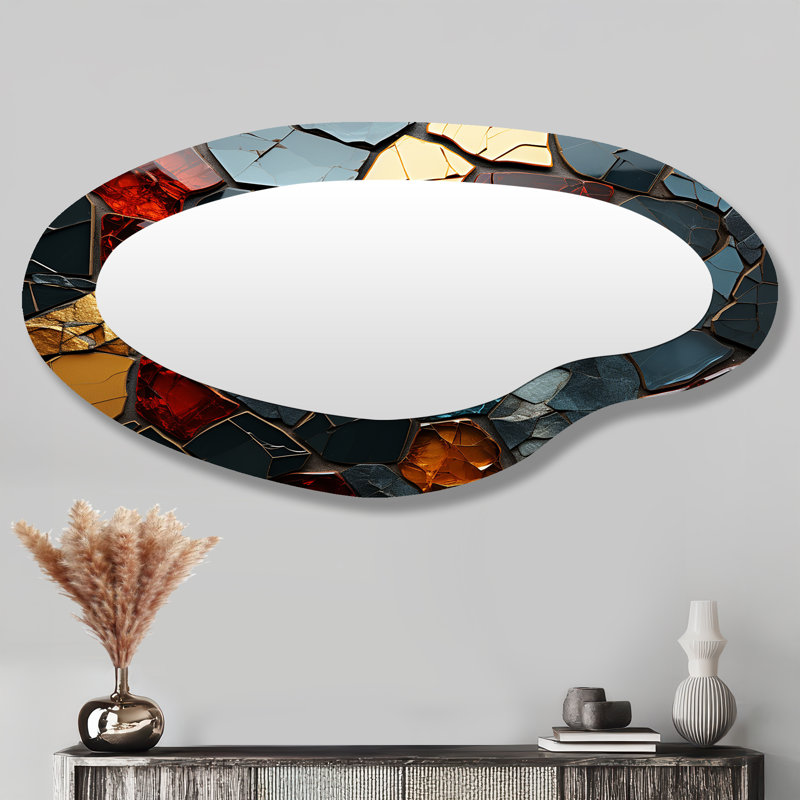 Cubic Mosaic Marble Tiles IV - Miroir mural asymétrique moderne