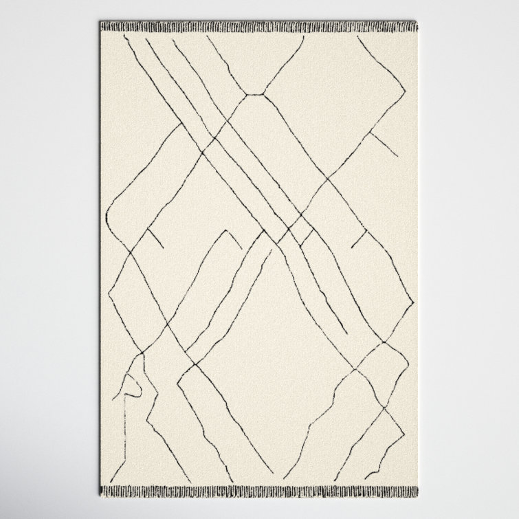 Isla Moroccan Handmade Tufted Wool Cream/Black Area Rug