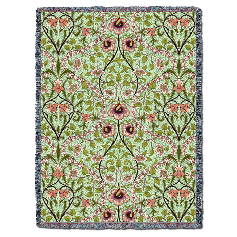 Couverture de melon jonquille Pure Country Weavers William Morris - Art et artisanat, L 60 po x L 80 po, Melon