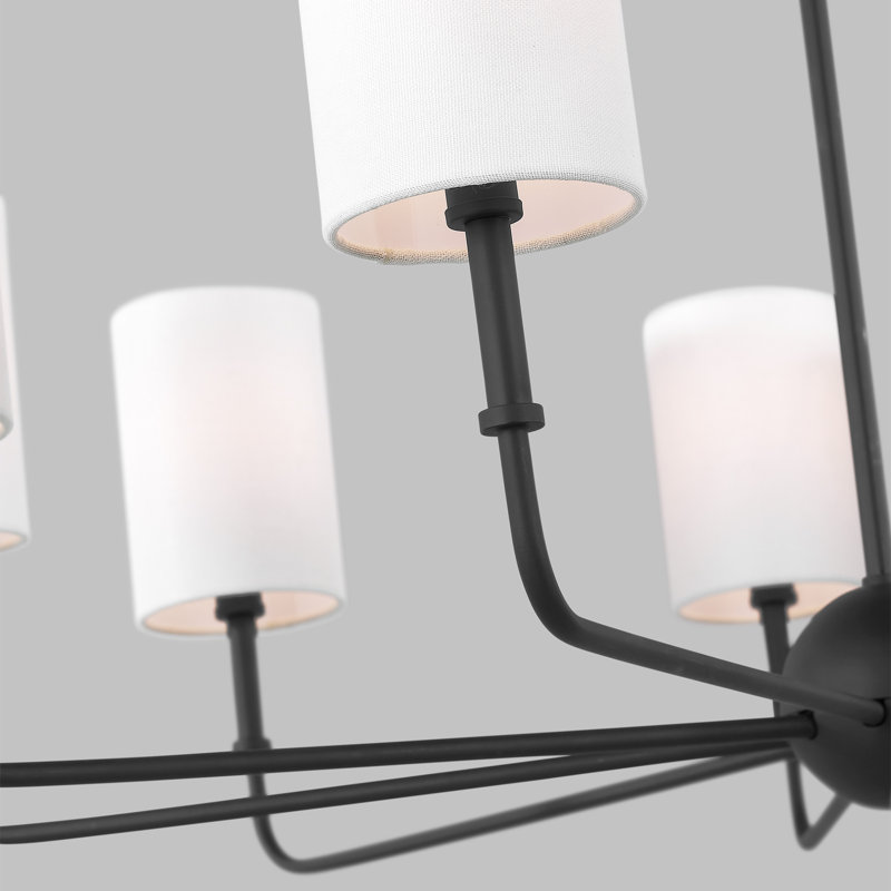 Lustre à intensité variable en acier 9 lumières l 36 po Rowley, Nuit noire