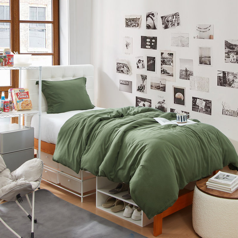 Ensemble d'édredon en duvet synthétique Ultra Cozy, Housse de couette pour grand lit + 2 taies décora, Vert