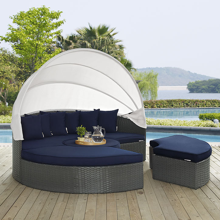 Lit de jour Sunbrella Modway, Toile bleu marine Sunbrella®