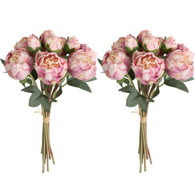 2 bouquets de pivoines, fleurs artificielles et fausses pivoines à tige unique pour centres de table de mariage
