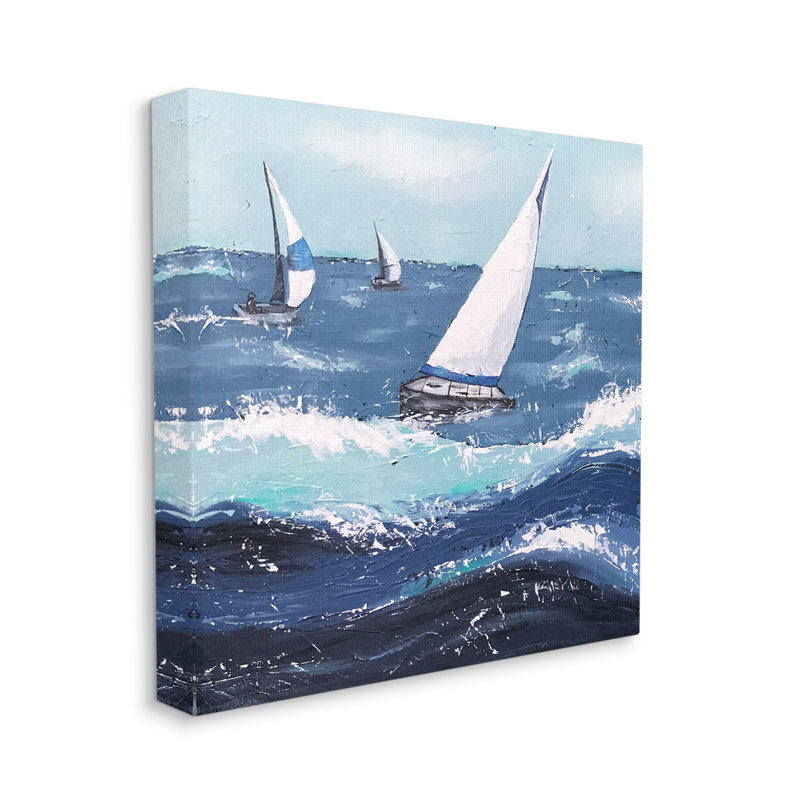 Vagues rugueuses par Jade Reynolds - Peinture, H 17 po x l 17 po x P 1,5 po, Toile tendue