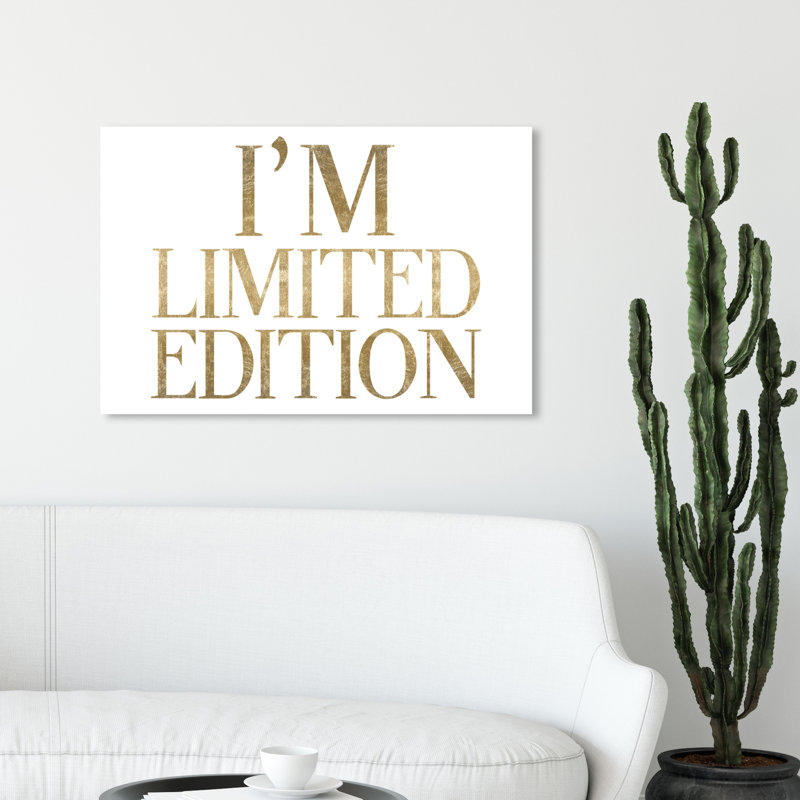 «Limited Edition Luxe», art textuel sur toile tendue, H 20 po x l 30 po
