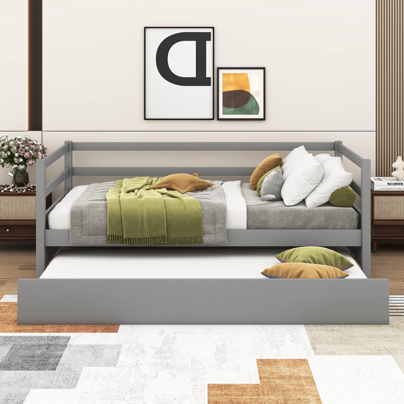  Lit de jour Kanin avec lit gigogne, taille simple, Gris