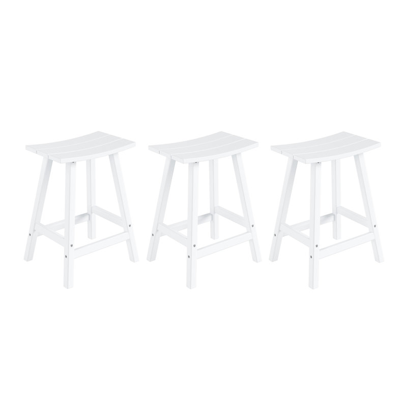 Tabouret d'extérieur Laguna, Tabouret de comptoir (siège d'une hauteur de 24 p, Blanc