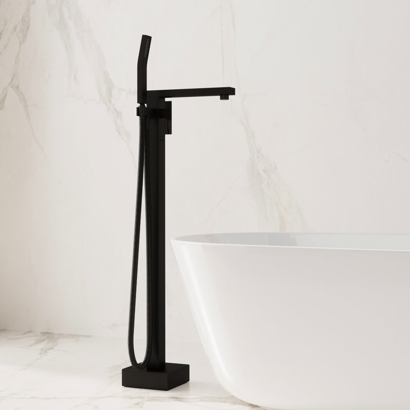 Tub Faucet, Matte Black Design, High - Grade Lead Brass, Smooth Dual Temperature Adjustment, 360 Rotating Spout For Flexible Watering Bathroom Faucet In Black, Solid Brass Build, Precision Control,