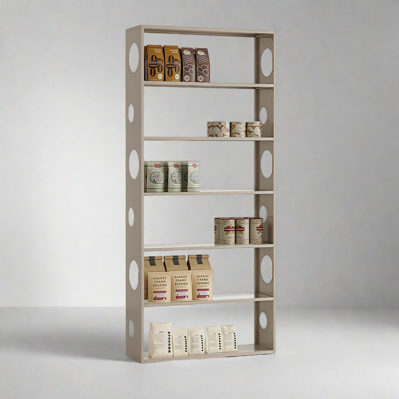 Une bibliothèque au sens artistique unique, Beige, (6 tablettes) H 70,8 po x l 23,6 po x P 9,8 po
