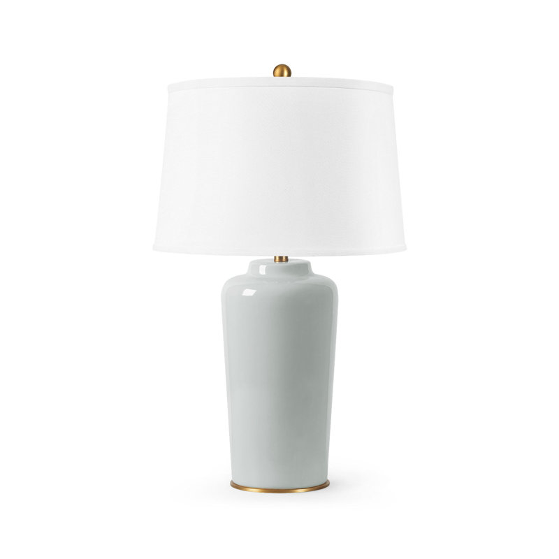 Draper Lamp With Shade 17-Inch White Linen, With Gold, Graphite Glow