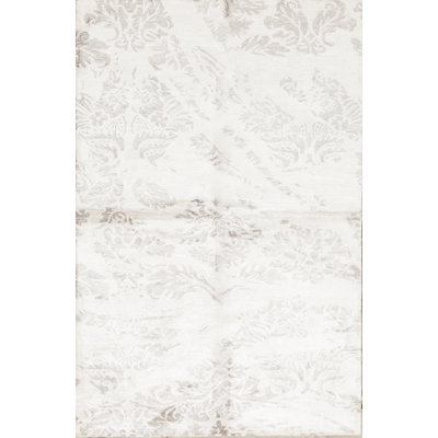 Hand-Knotted High-Quality White and Silver Area Rug