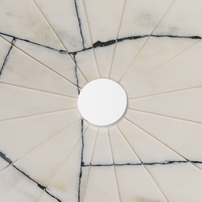 Orin White Marble Round Disc Decorative Object