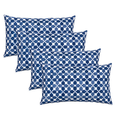4 Pack Outdoor Lumbar Pillow Covers ONLY 12x20 Inch, Water-Repellent & Fade Resistant Decorative Cushion Covers for Patio Furniture, Garden, Porch, Balcony, Outdoor/Indoor Sofa