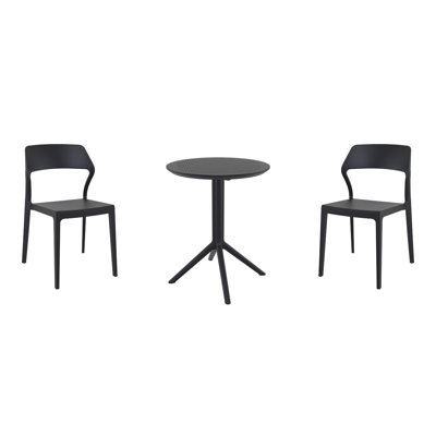 Farrah 24" Round 2 - Person Bistro Set with Armless Stacking Chairs