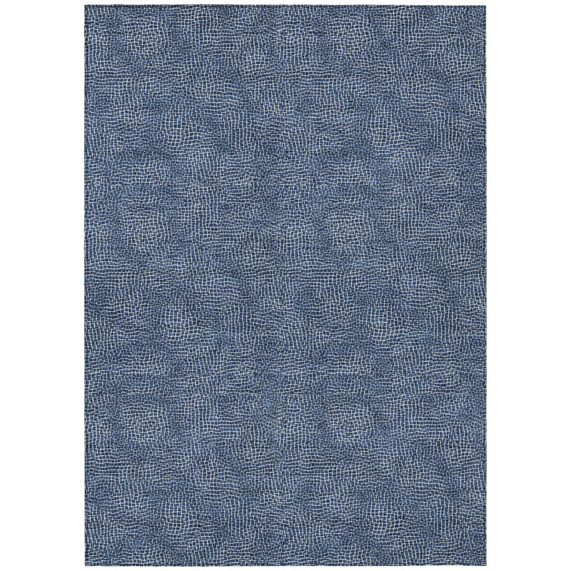 Tapis intérieur / extérieur lavable géométrique bleu marine 3 pi x 5 pi HomeRoots