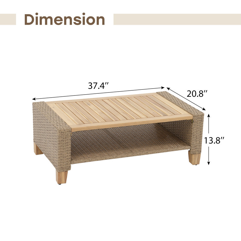 Table basse d'extérieur en bois d'acacia Shasta